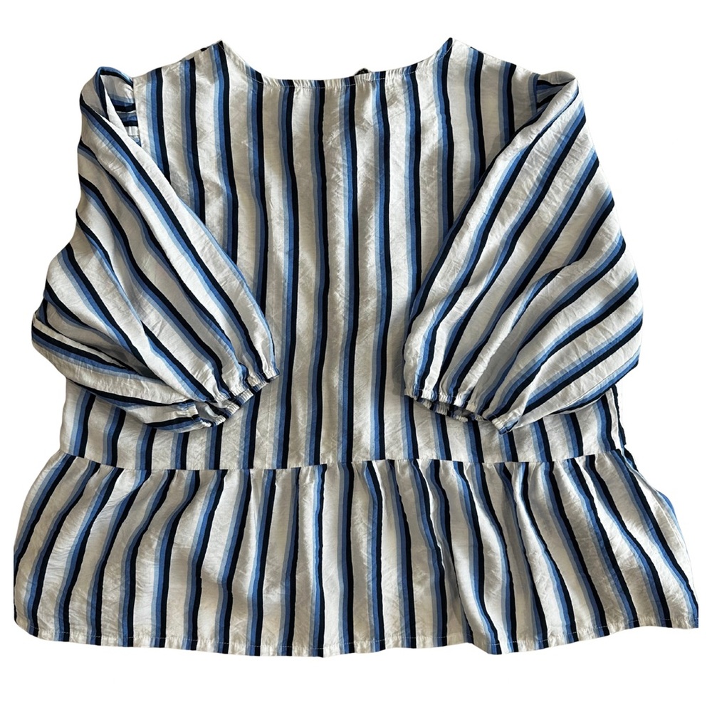 Hester & Orchard Blue White Striped Tie-Front Blouse Size M - Picture 5 of 5